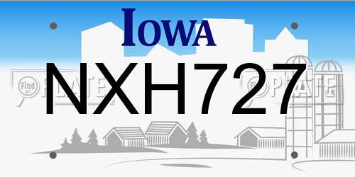 NXH727 Iowa License Plate