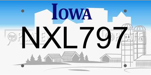 NXL797 Iowa License Plate