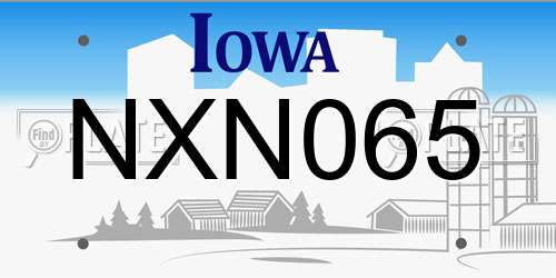 NXN065 Iowa License Plate
