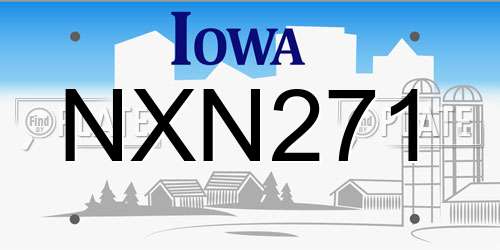 NXN271 Iowa License Plate