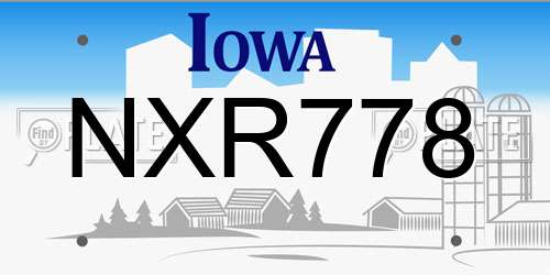 NXR778 Iowa License Plate