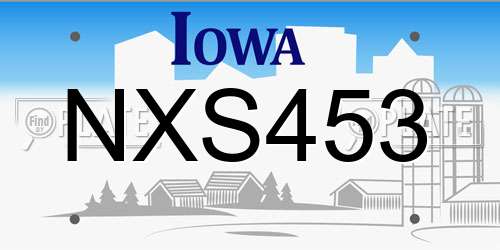 NXS453 Iowa License Plate