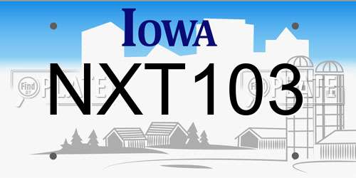 NXT103 Iowa License Plate