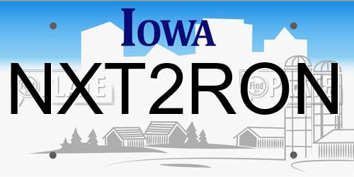 NXT2RON Iowa License Plate
