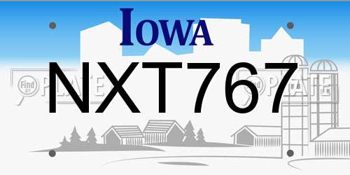 NXT767 Iowa License Plate