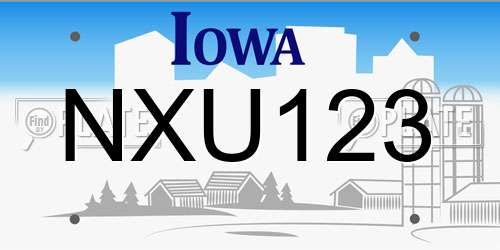 NXU123 Iowa License Plate