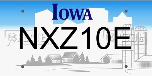 NXZ10E Iowa License Plate