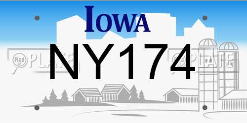 NY174 Iowa License Plate
