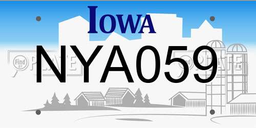 NYA059 Iowa License Plate