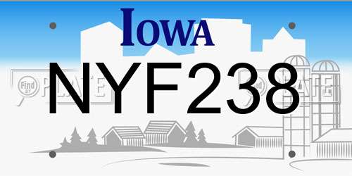 NYF238 Iowa License Plate