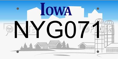 NYG071 Iowa License Plate