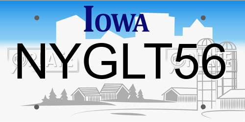NYGLT56 Iowa License Plate