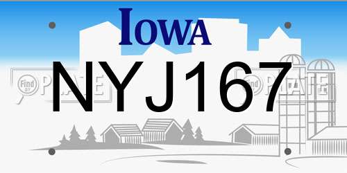 NYJ167 Iowa License Plate