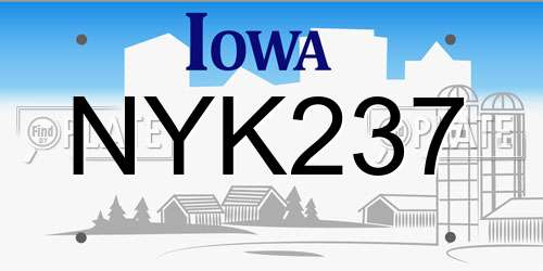 NYK237 Iowa License Plate
