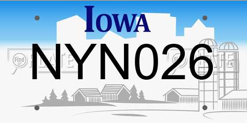 NYN026 Iowa License Plate