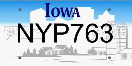NYP763 Iowa License Plate