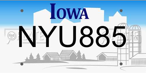 NYU885 Iowa License Plate