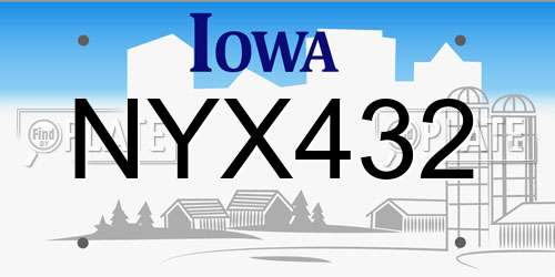 NYX432 Iowa License Plate