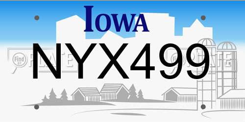 NYX499 Iowa License Plate