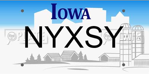 NYXSY Iowa License Plate