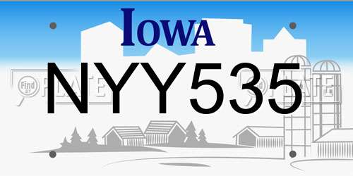 NYY535 Iowa License Plate