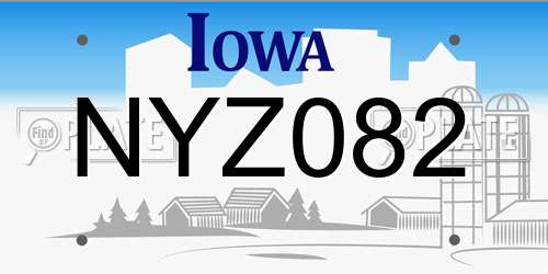 NYZ082 Iowa License Plate