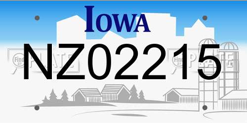 NZ02215 Iowa License Plate
