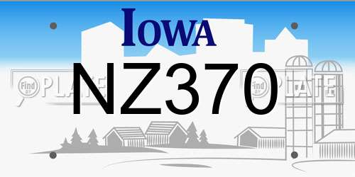 NZ370 Iowa License Plate
