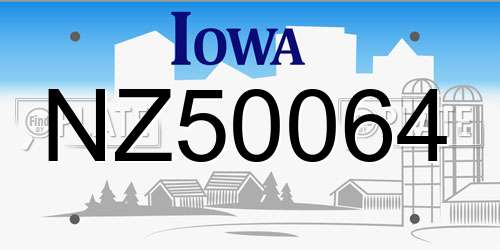 NZ50064 Iowa License Plate