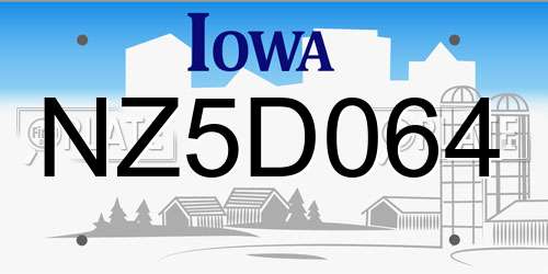NZ5D064 Iowa License Plate