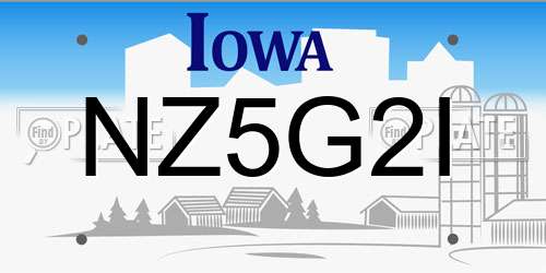 NZ5G2I Iowa License Plate