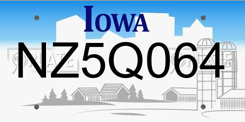 NZ5Q064 Iowa License Plate