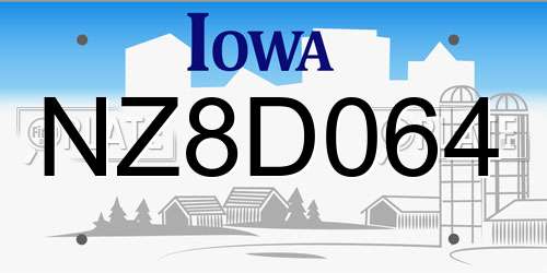 NZ8D064 Iowa License Plate