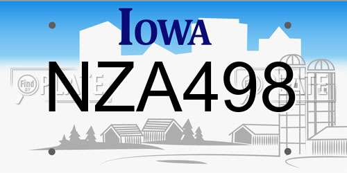 NZA498 Iowa License Plate