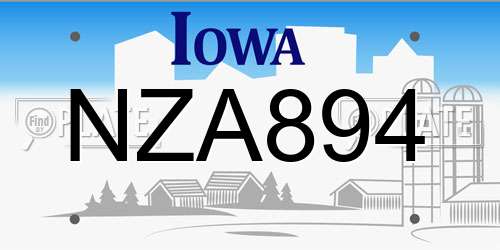 NZA894 Iowa License Plate