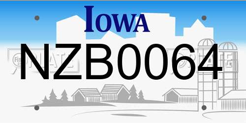 NZB0064 Iowa License Plate