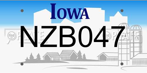 NZB047 Iowa License Plate