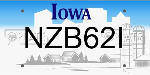 NZB62I Iowa License Plate