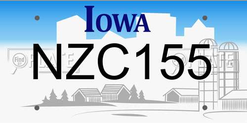 NZC155 Iowa License Plate