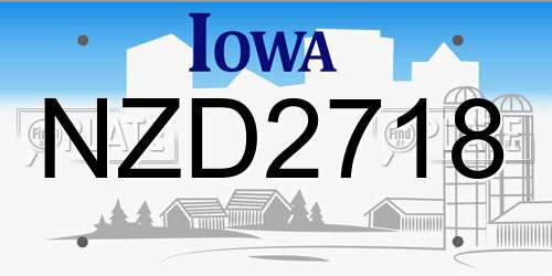 NZD2718 Iowa License Plate