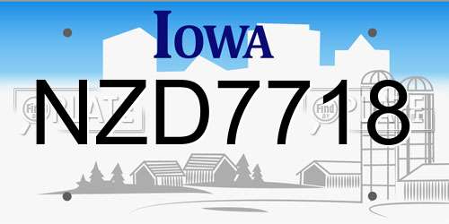 NZD7718 Iowa License Plate
