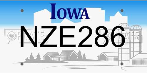 NZE286 Iowa License Plate