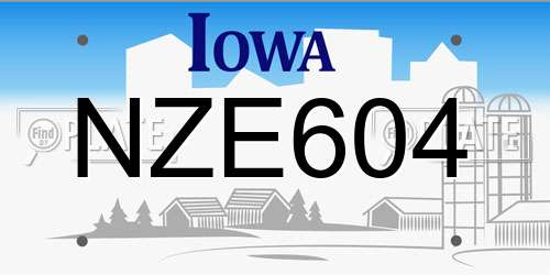 NZE604 Iowa License Plate