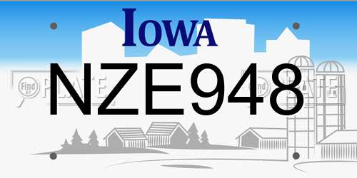 NZE948 Iowa License Plate