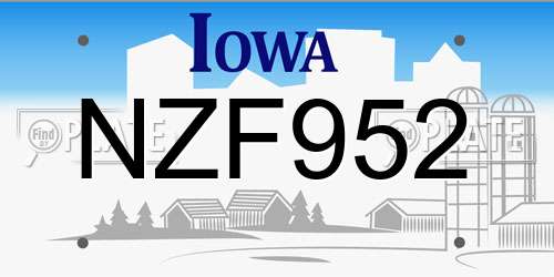 NZF952 Iowa License Plate