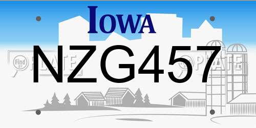 NZG457 Iowa License Plate