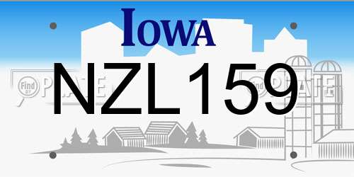 NZL159 Iowa License Plate