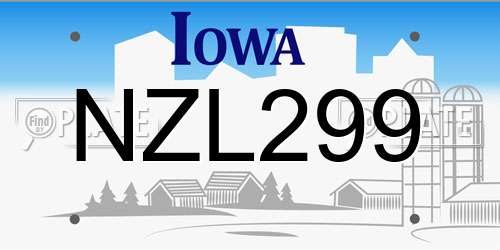 NZL299 Iowa License Plate