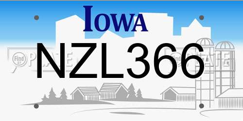 NZL366 Iowa License Plate
