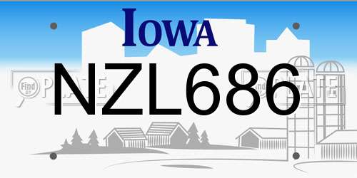 NZL686 Iowa License Plate